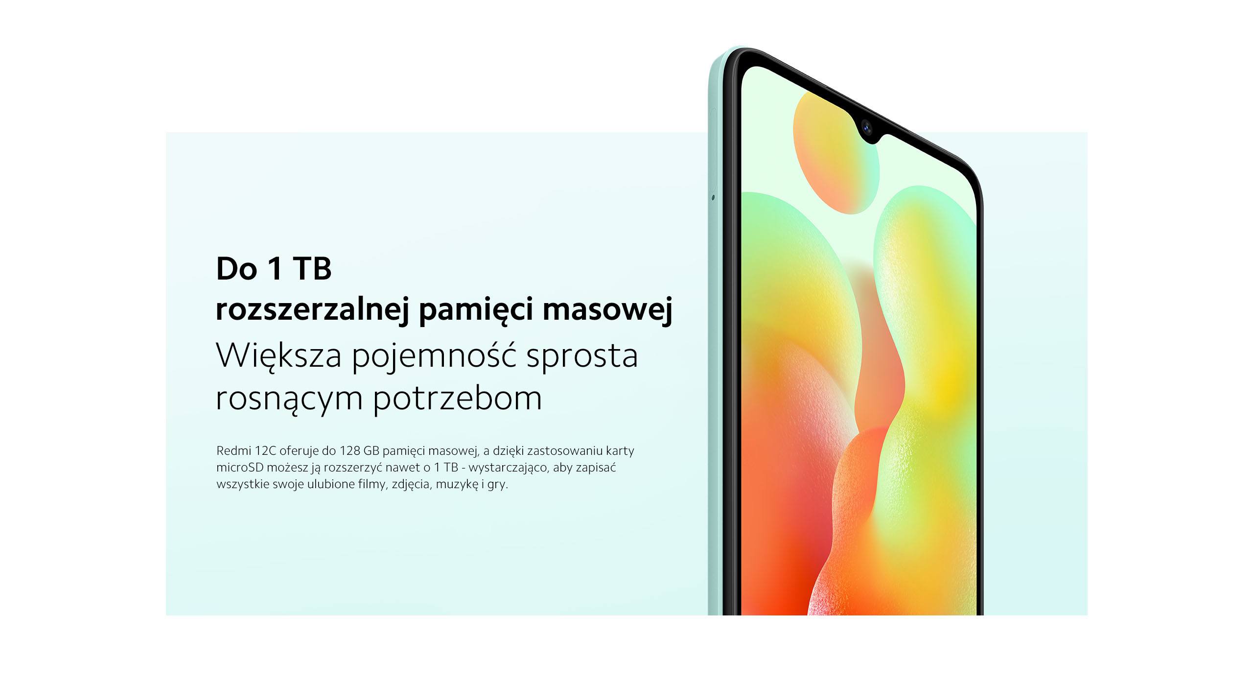 Xiaomi Redmi 12C - 1TB rozszerzalnej pamięci