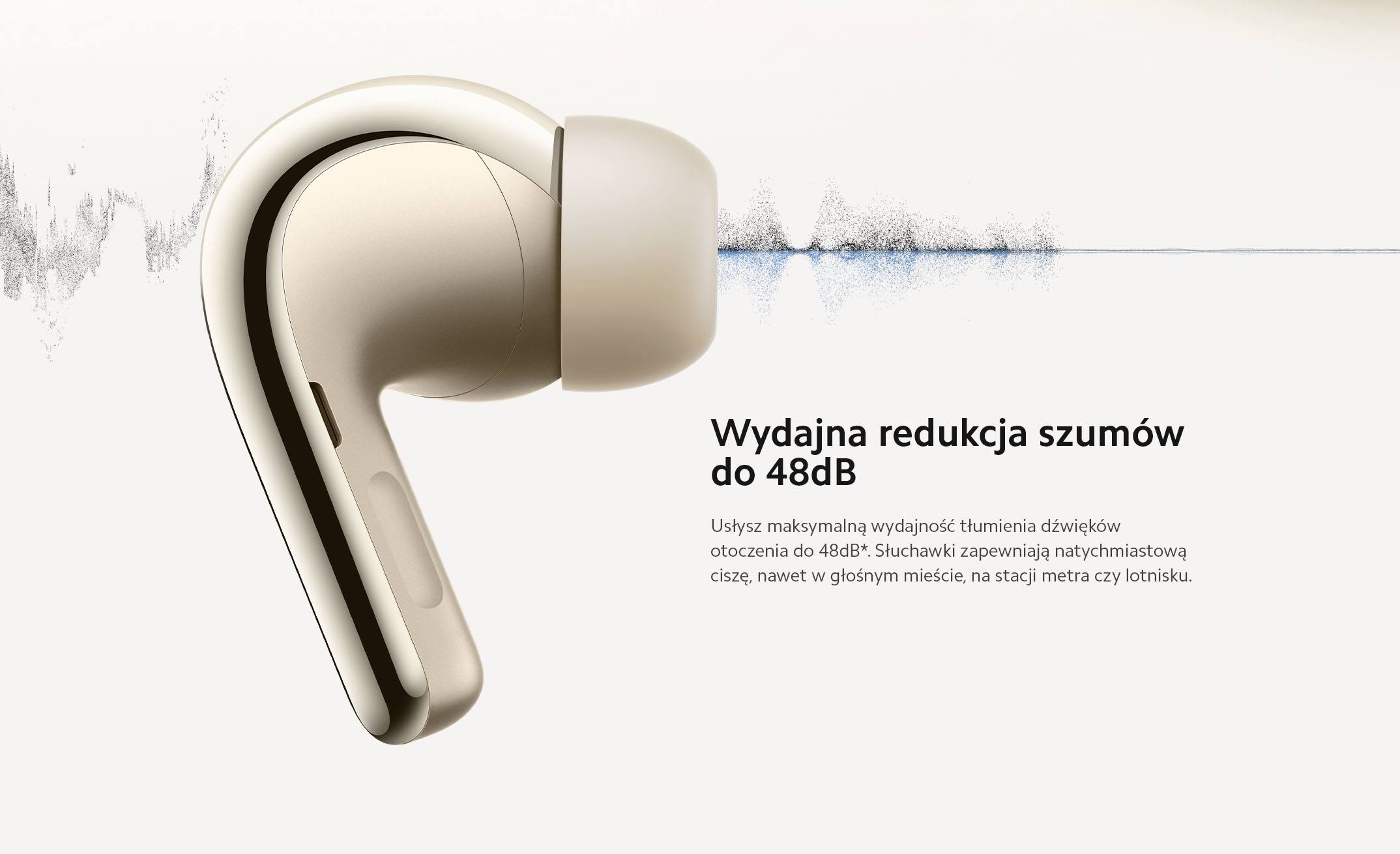 Xiaomi Buds 4 Pro - Wydajna redukcja hałasu z otoczenia do 48dB