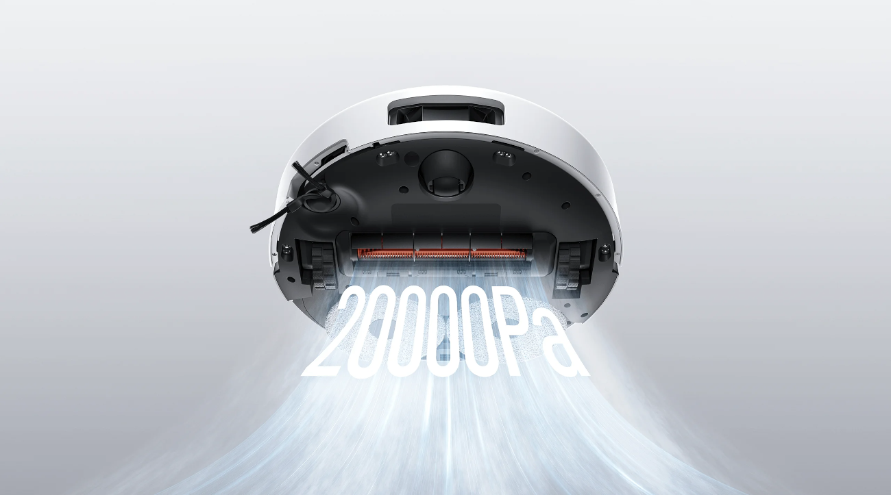 Xiaomi Robot Vacuum 5 — wizualizacja potężnej siły ssania 20 000 Pa